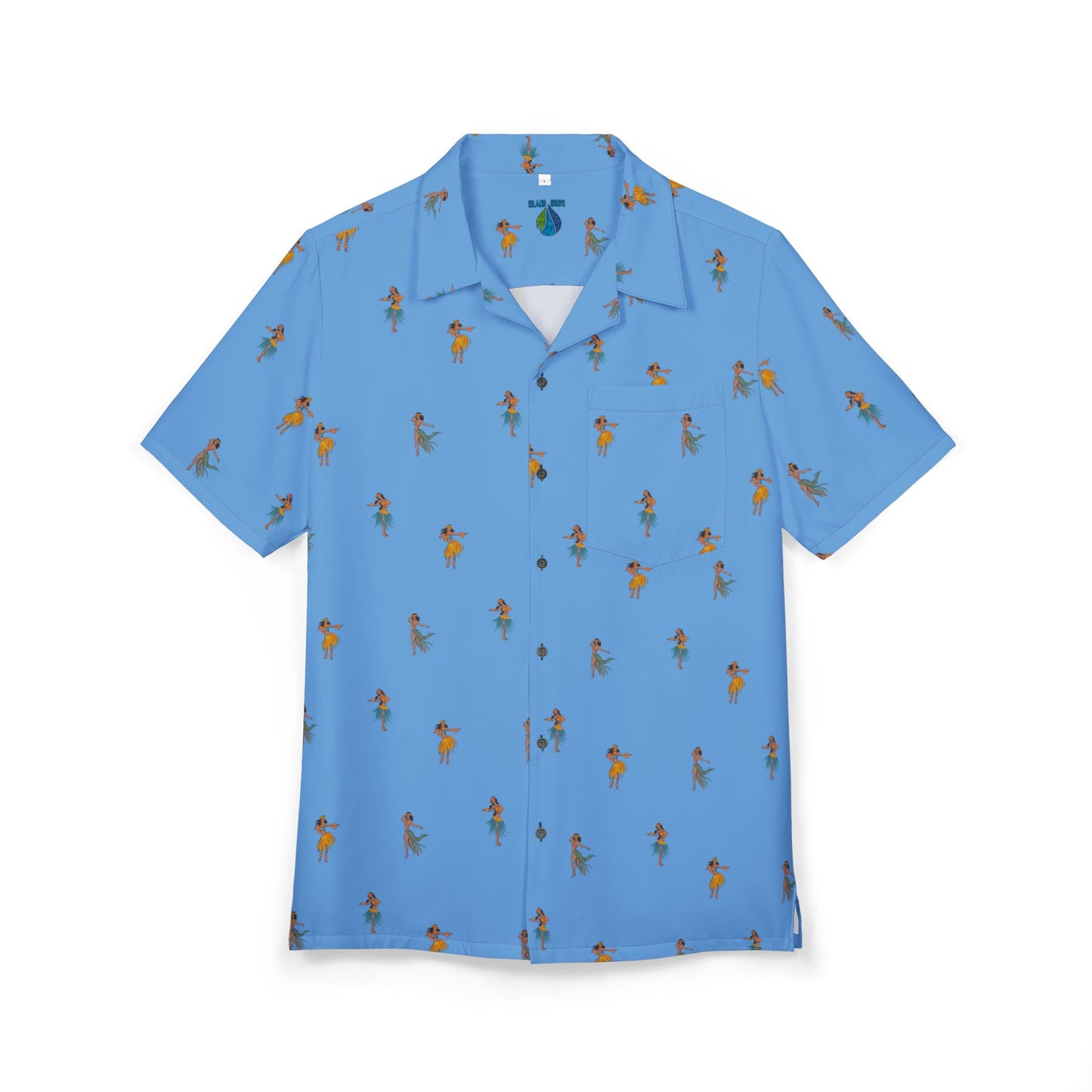 Hula girl Blue Button-Down Shirt
