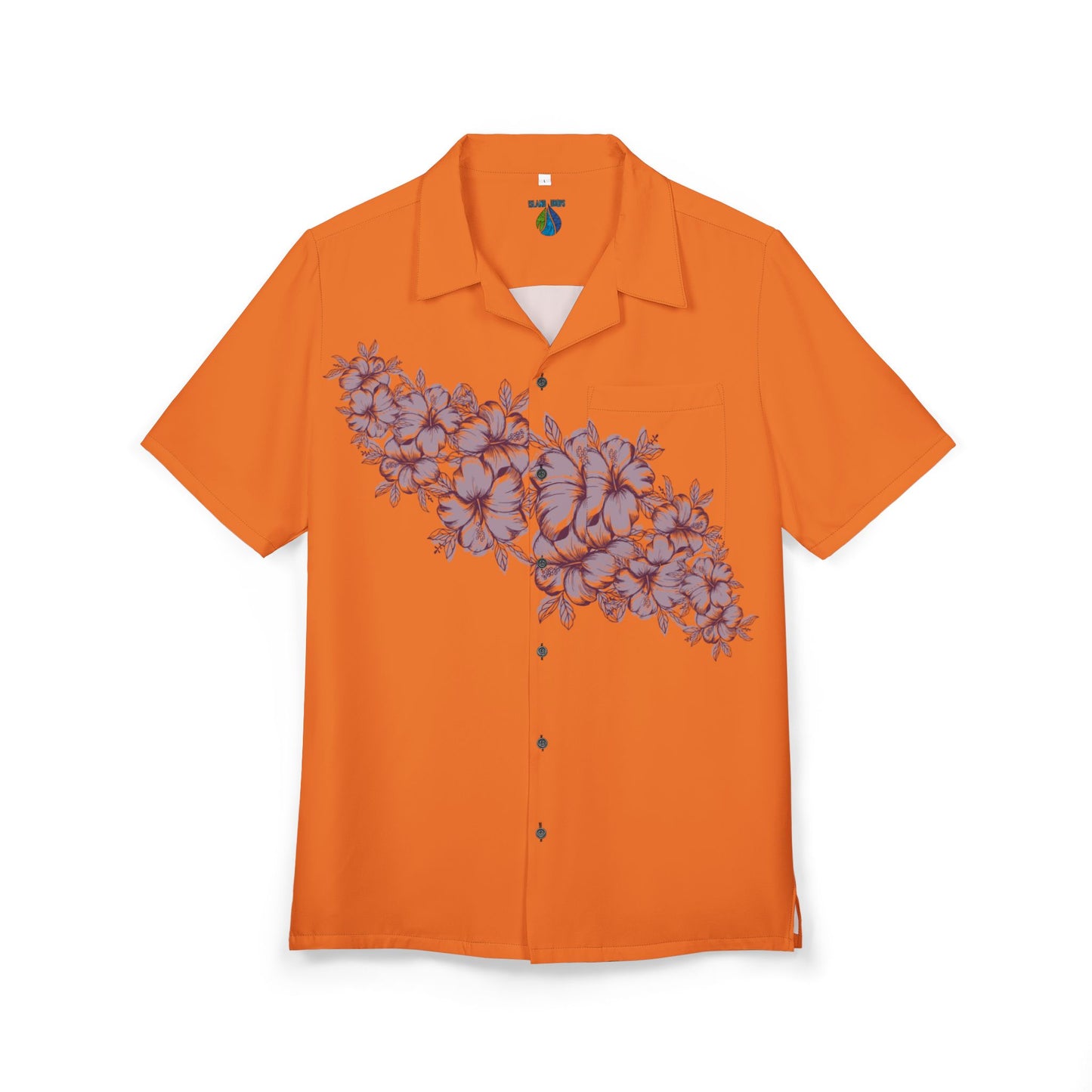 Hibiscus 2 Orange Button-Down Shirt