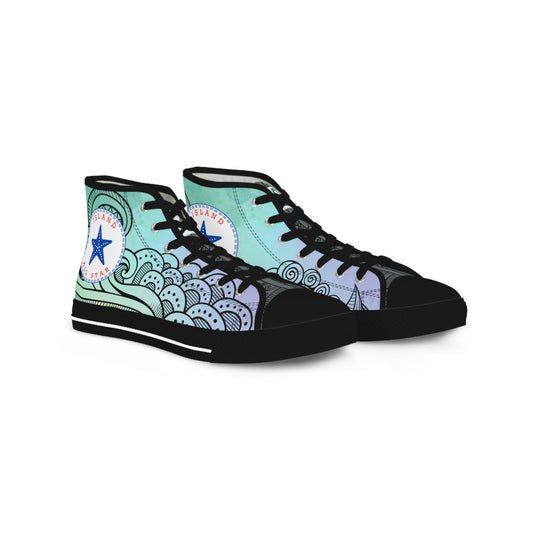 Tribal High Top Sneakers - Men's Watercolor blue/green