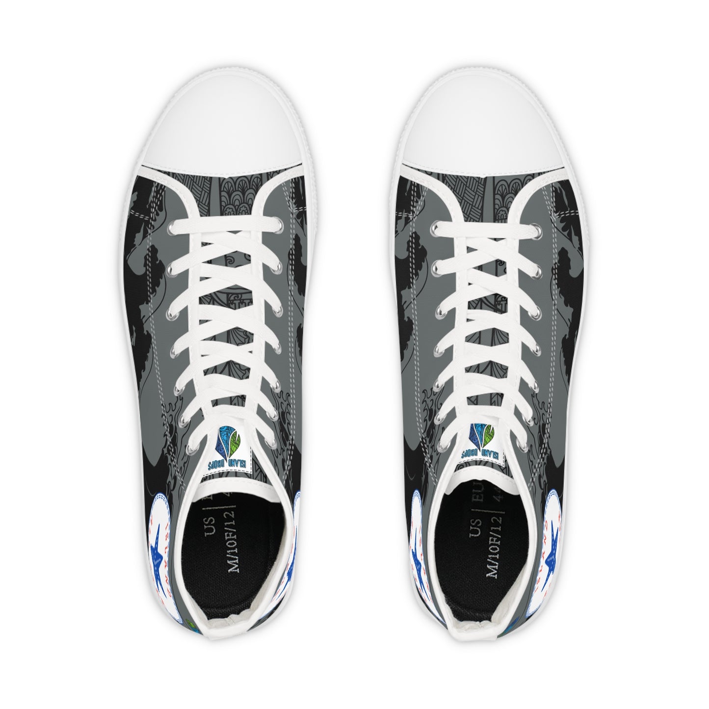 Wave Tattoo High Top Sneakers - Gray Men's