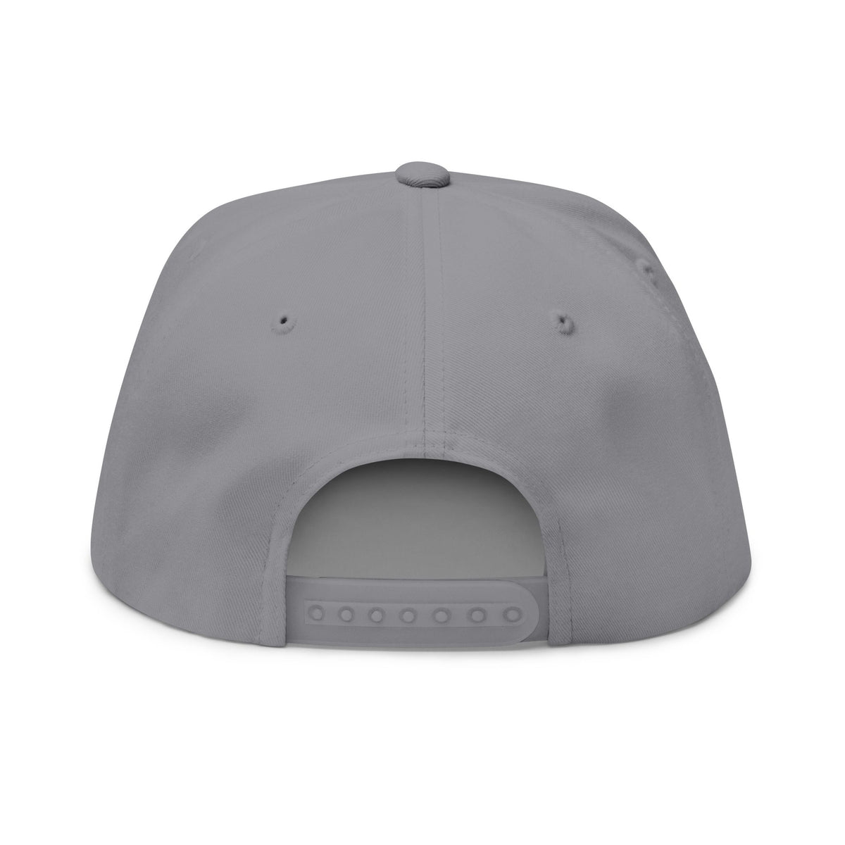 Back view of gray Kahu snapback cap showing adjustable snap closure