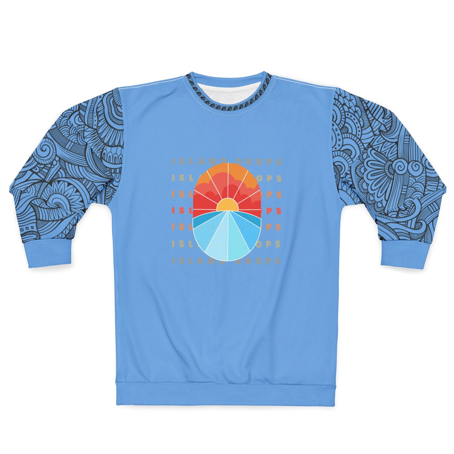 ID sunset text tribal sleeve Unisex Sweatshirt blue