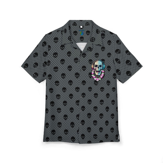 Skull DJ gray Button-Down Shirt