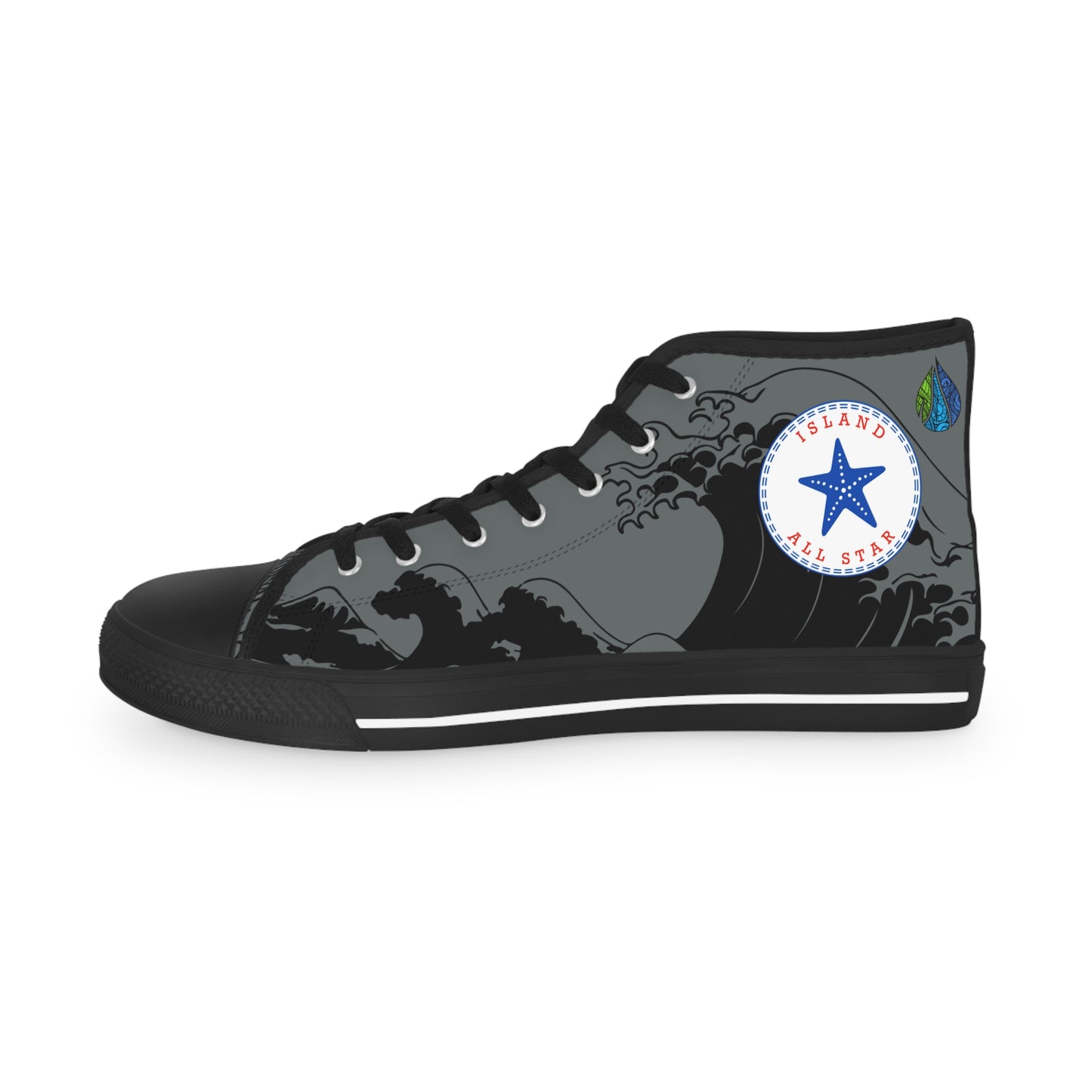 Wave Tattoo High Top Sneakers - Gray Men's