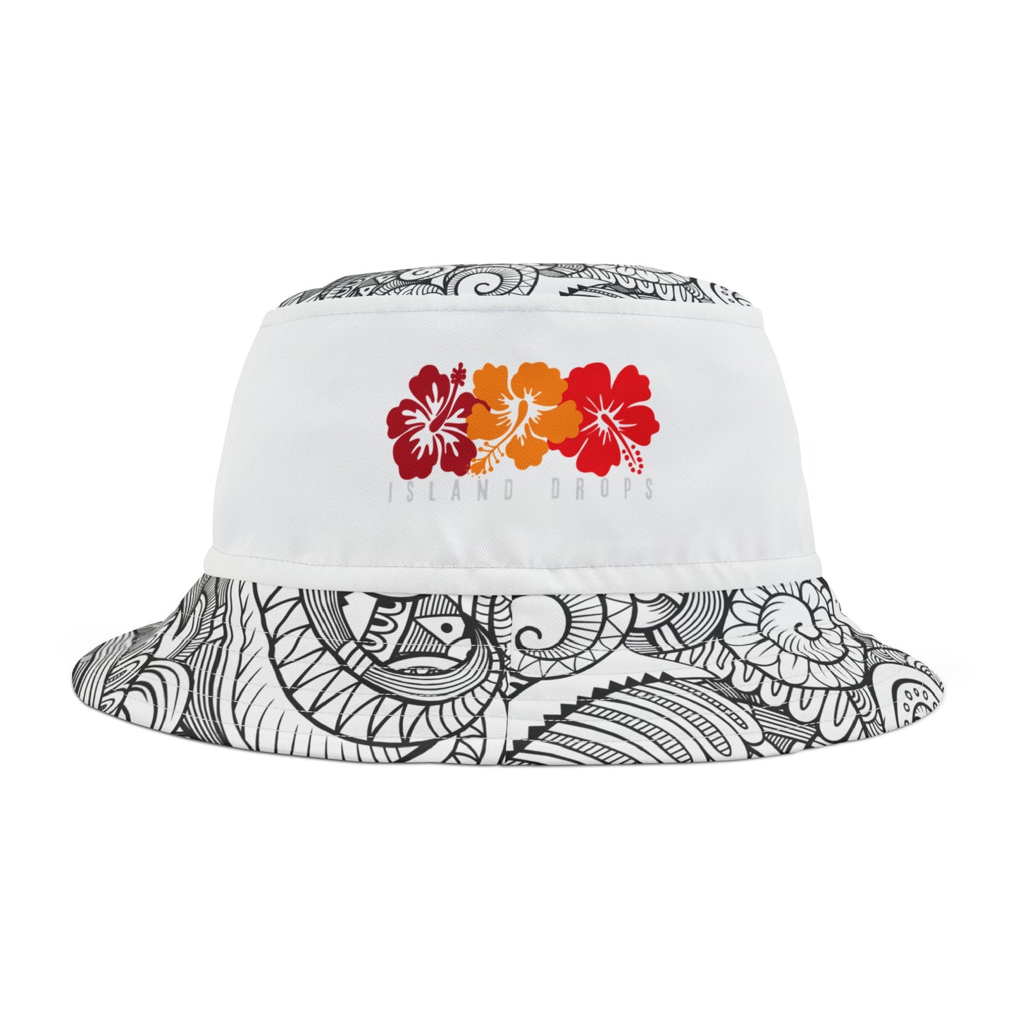 Hibiscus Island Drops tribal white Bucket Hat