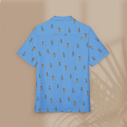 Hula girl Blue Button-Down Shirt