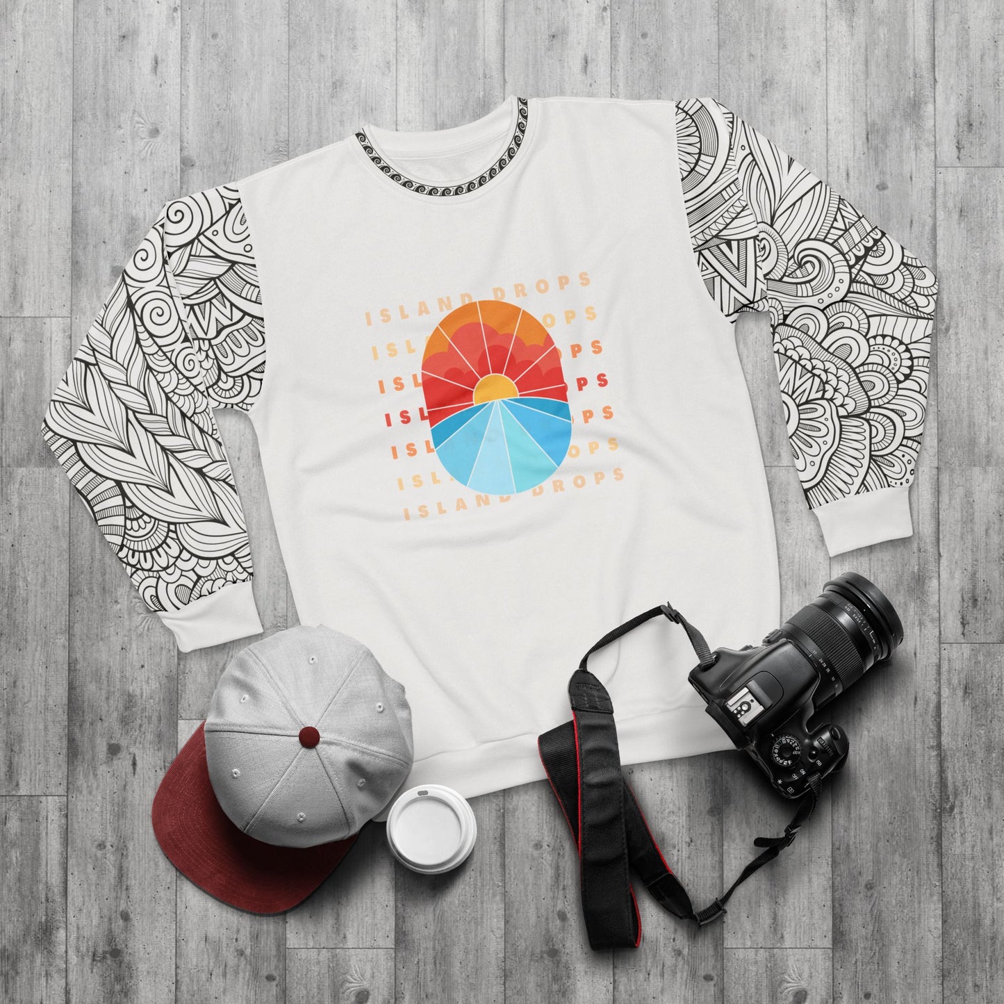 Sunset text tribal long sleeve Unisex Sweatshirt white