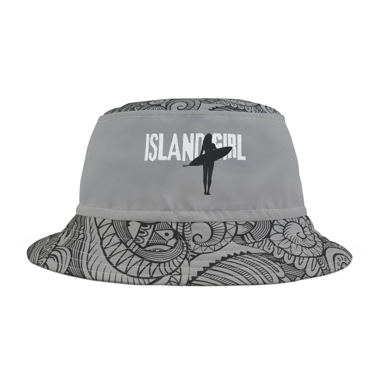 Island Girl surfer tribal gray Bucket Hat