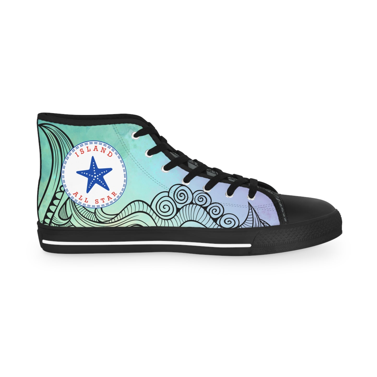 Tribal High Top Sneakers - Men's Watercolor blue/green