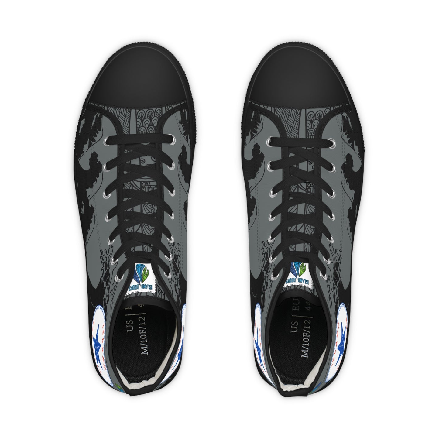 Wave Tattoo High Top Sneakers - Gray Men's