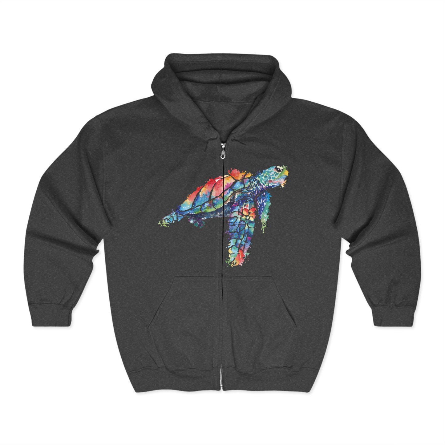 Turtle Watercolor Full Zip Hoodie