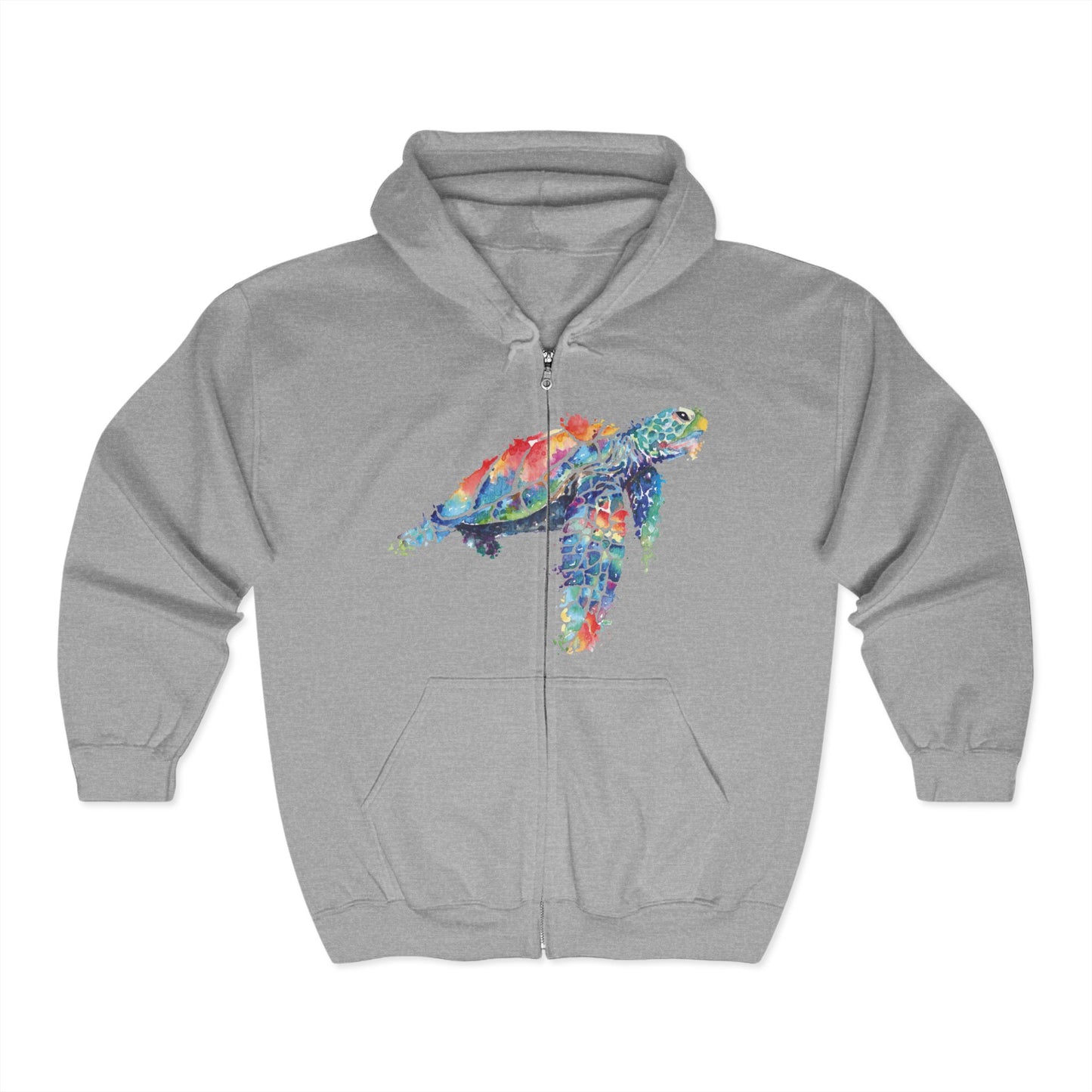 Turtle Watercolor Full Zip Hoodie