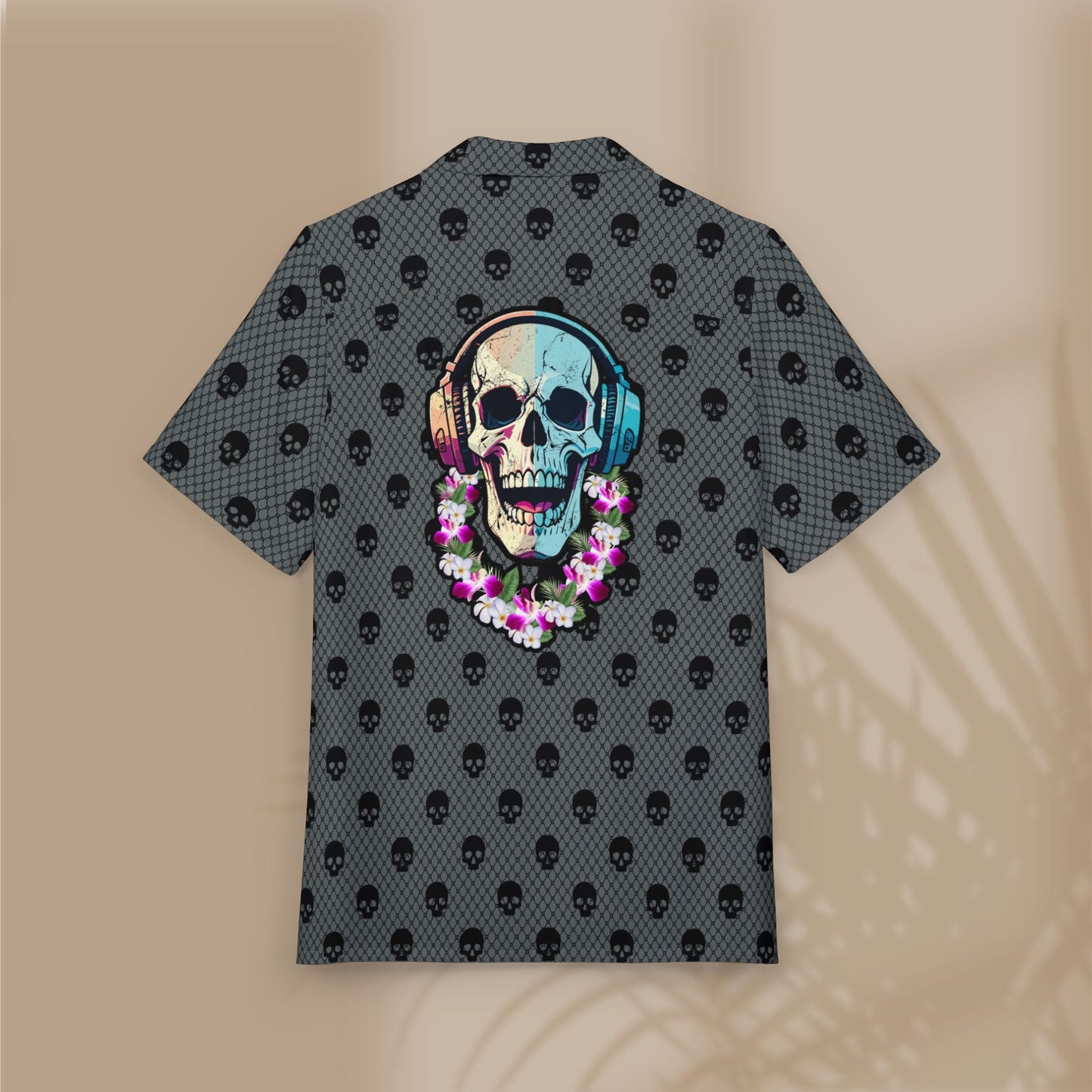 Skull DJ gray Button-Down Shirt