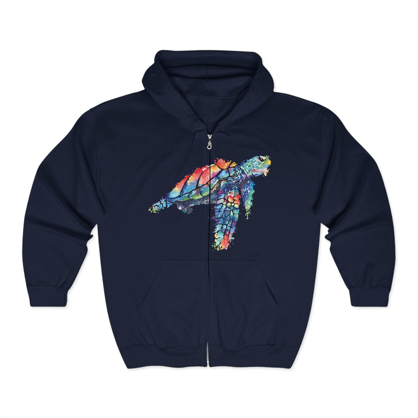 Turtle Watercolor Full Zip Hoodie