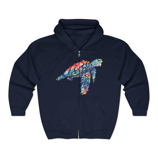 Turtle Watercolor Full Zip Hoodie