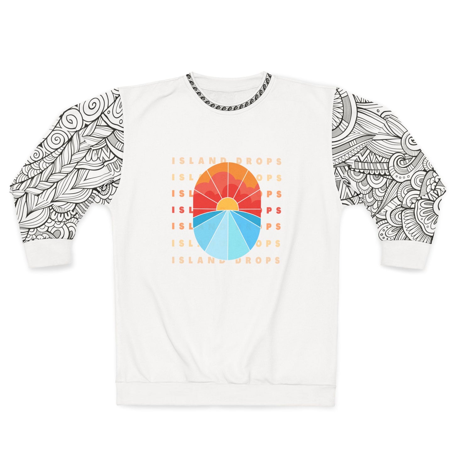 Sunset text tribal long sleeve Unisex Sweatshirt white
