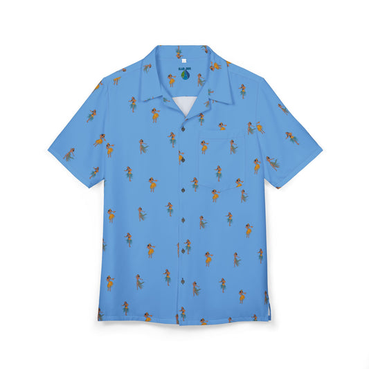 Hula girl Blue Button-Down Shirt