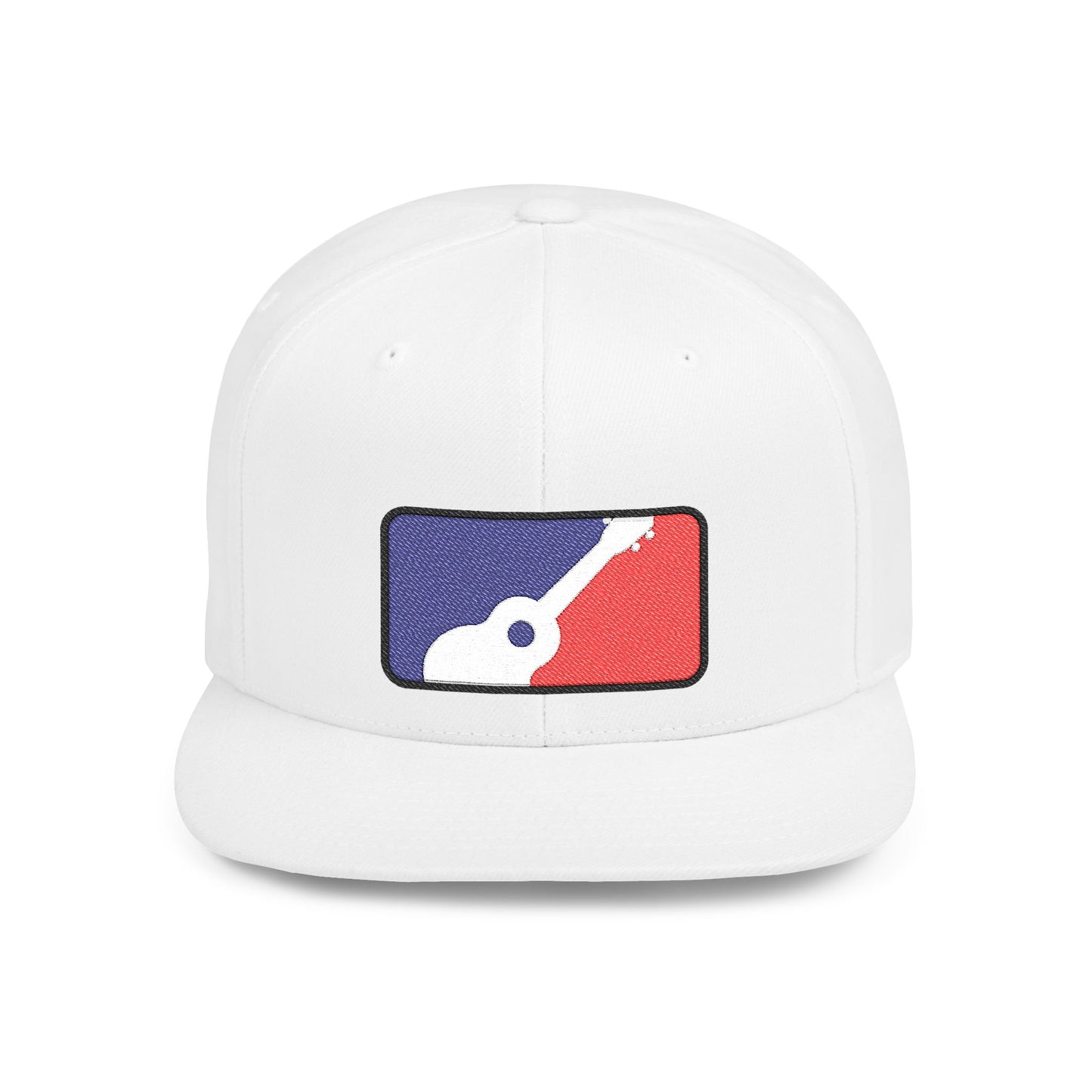 White cap with ukulele graphic design - Island Drops hat collection | Unisex snapback cap