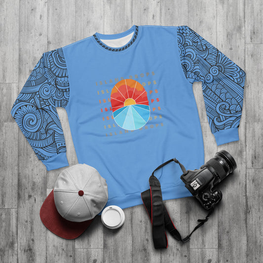 ID sunset text tribal sleeve Unisex Sweatshirt blue