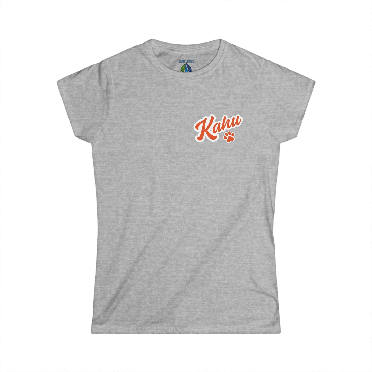 Gray women's cut t-shirt with  'Kahu' graphic design - Island Drops Women's collection | Women's cut t-shirt