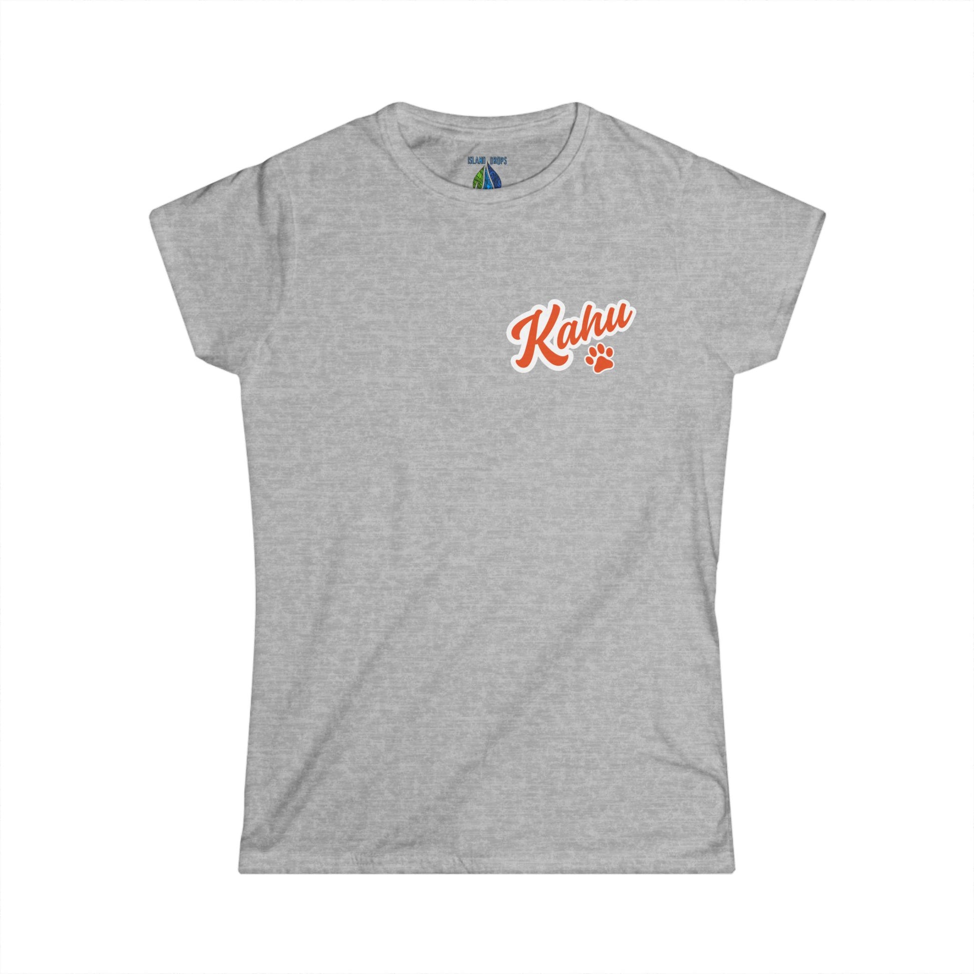Gray women's cut t-shirt with  'Kahu' graphic design - Island Drops Women's collection | Women's cut t-shirt