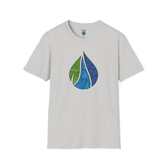 Gray t-shirt with Island Drops logo graphic design - Island Drops t-shirt collection | Unisex t-shirts