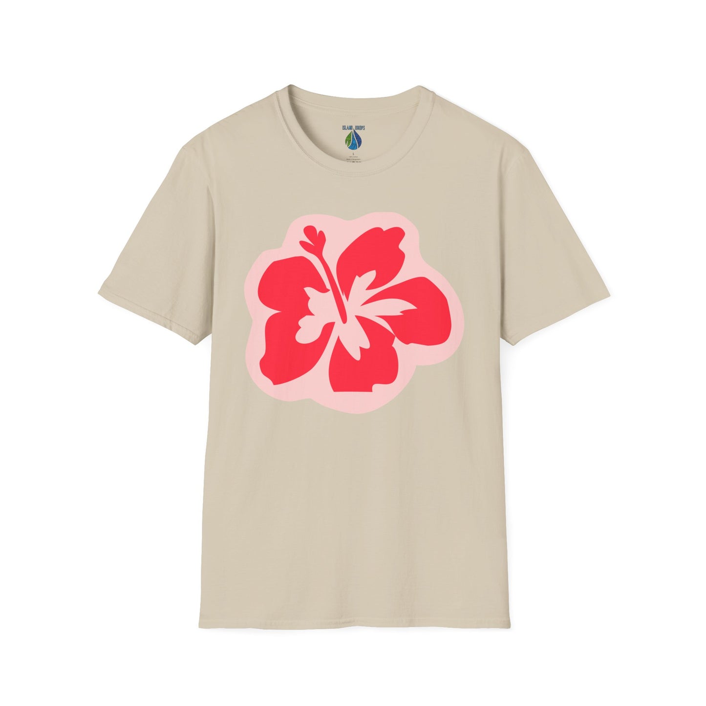Beige t-shirt with a hibiscus graphic design  - Island Drops t-shirt collection | Unisex t-shirts