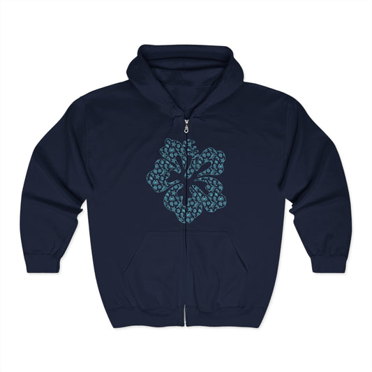 Hibiscus Full Zip Hoodie