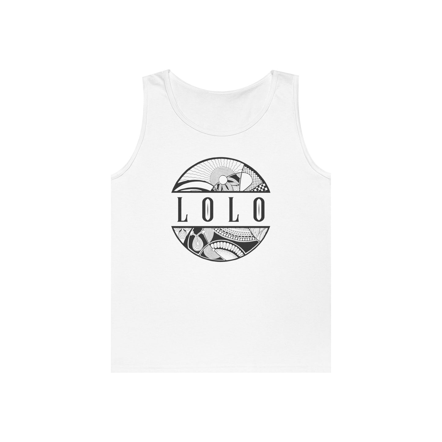 White tank top with 'LOLO' meaning grandpa - Island Drops tank tops collection | Unisex tank tops