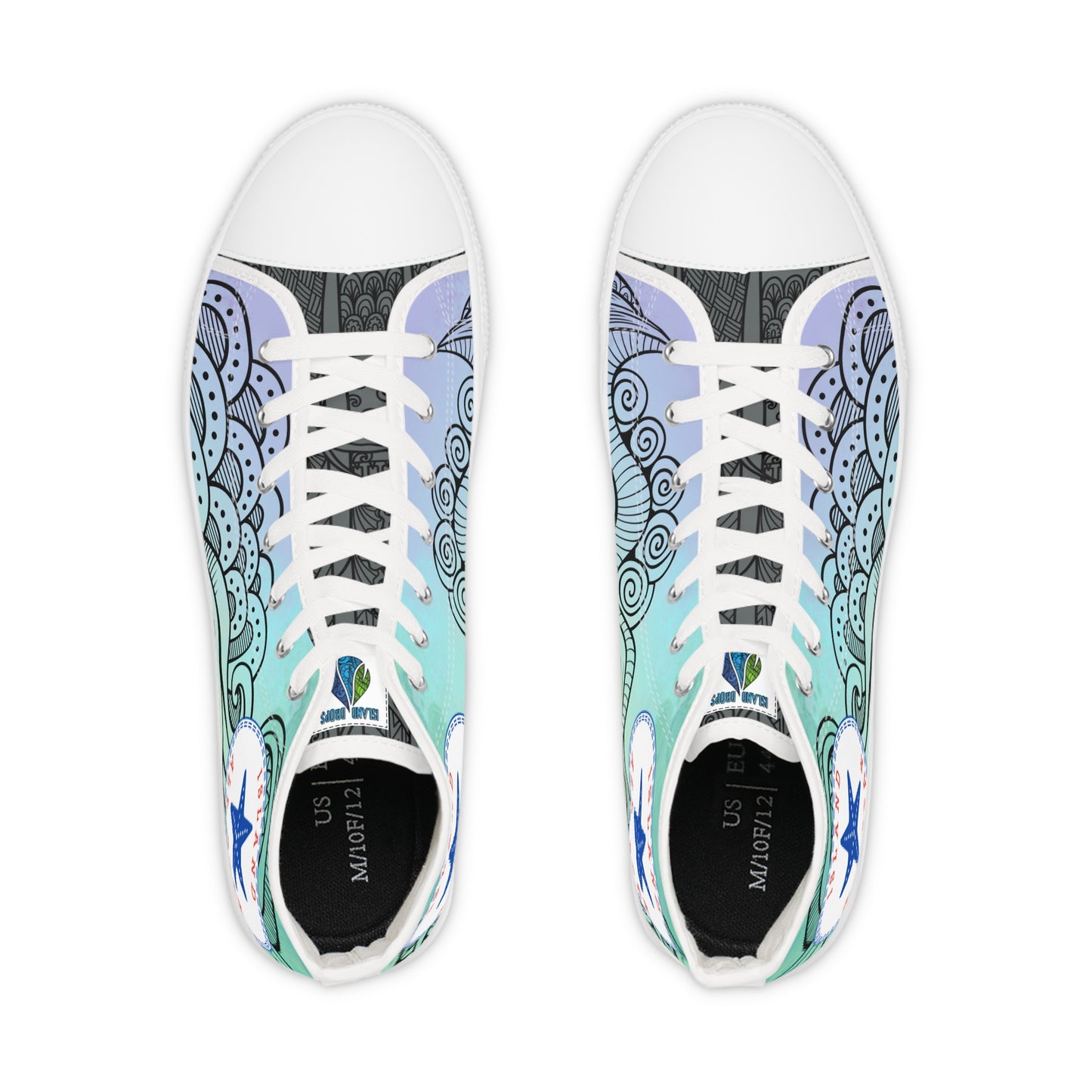Tribal High Top Sneakers - Men's Watercolor blue/green