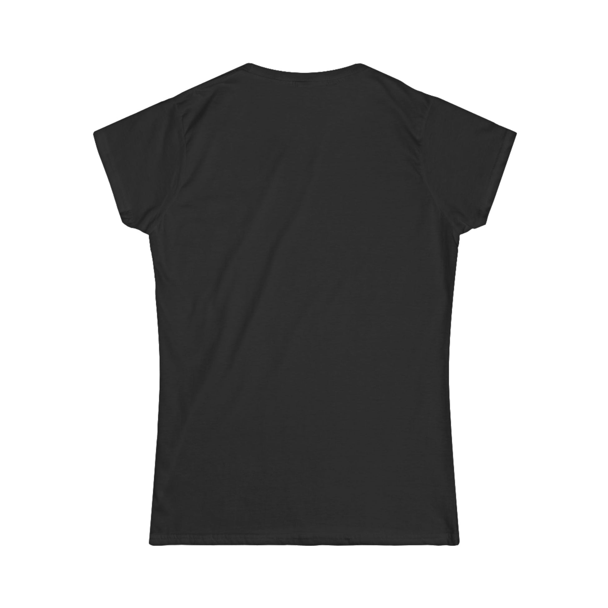 Black women's cut t-shirt with gradient turtle graphic design on the front, back view - Island Drops Women's collection | Women's cut t-shirt