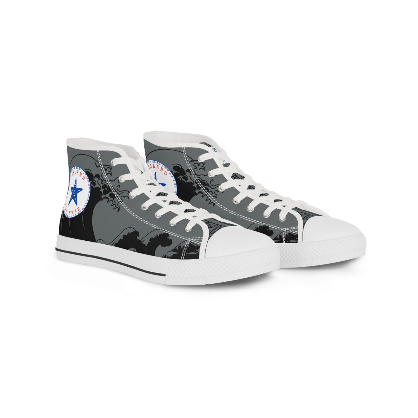Wave Tattoo High Top Sneakers - Gray Men's