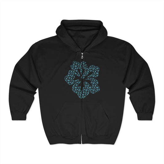 Hibiscus Full Zip Hoodie