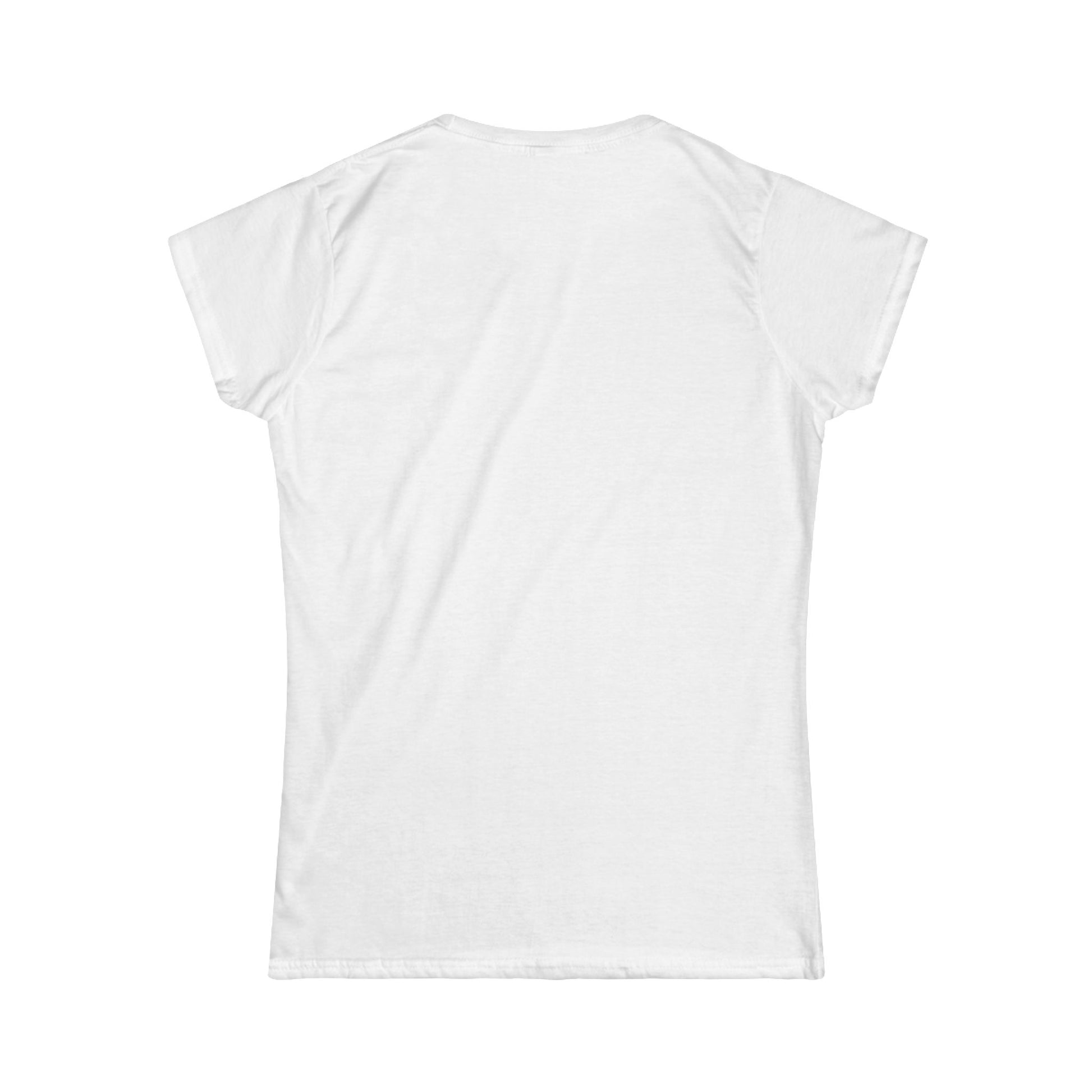 Plain white women's cut t-shirt with a colorful rainbow sunset graphic and 'Salty AF' text on the front, back view- Island Drops Women's collection | Women's cut t-shirt
