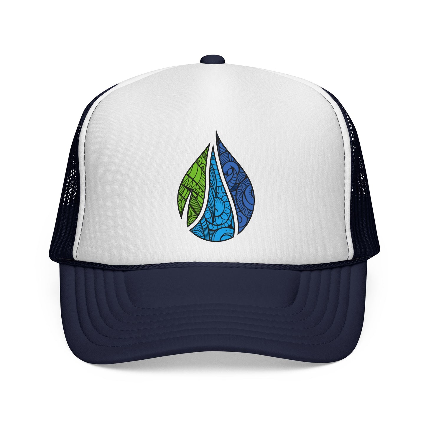 Navy blue cap with the Island Drops logo - Island Drops hat collection | Unisex trucker cap, trucker hat