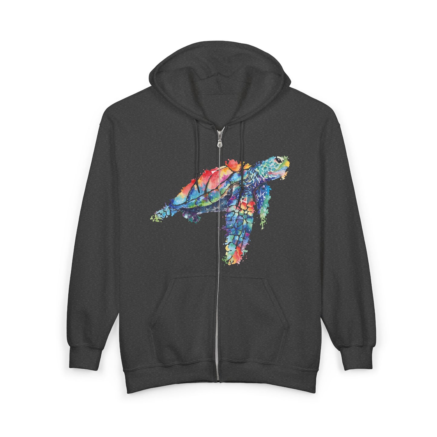 Turtle Watercolor Full Zip Hoodie