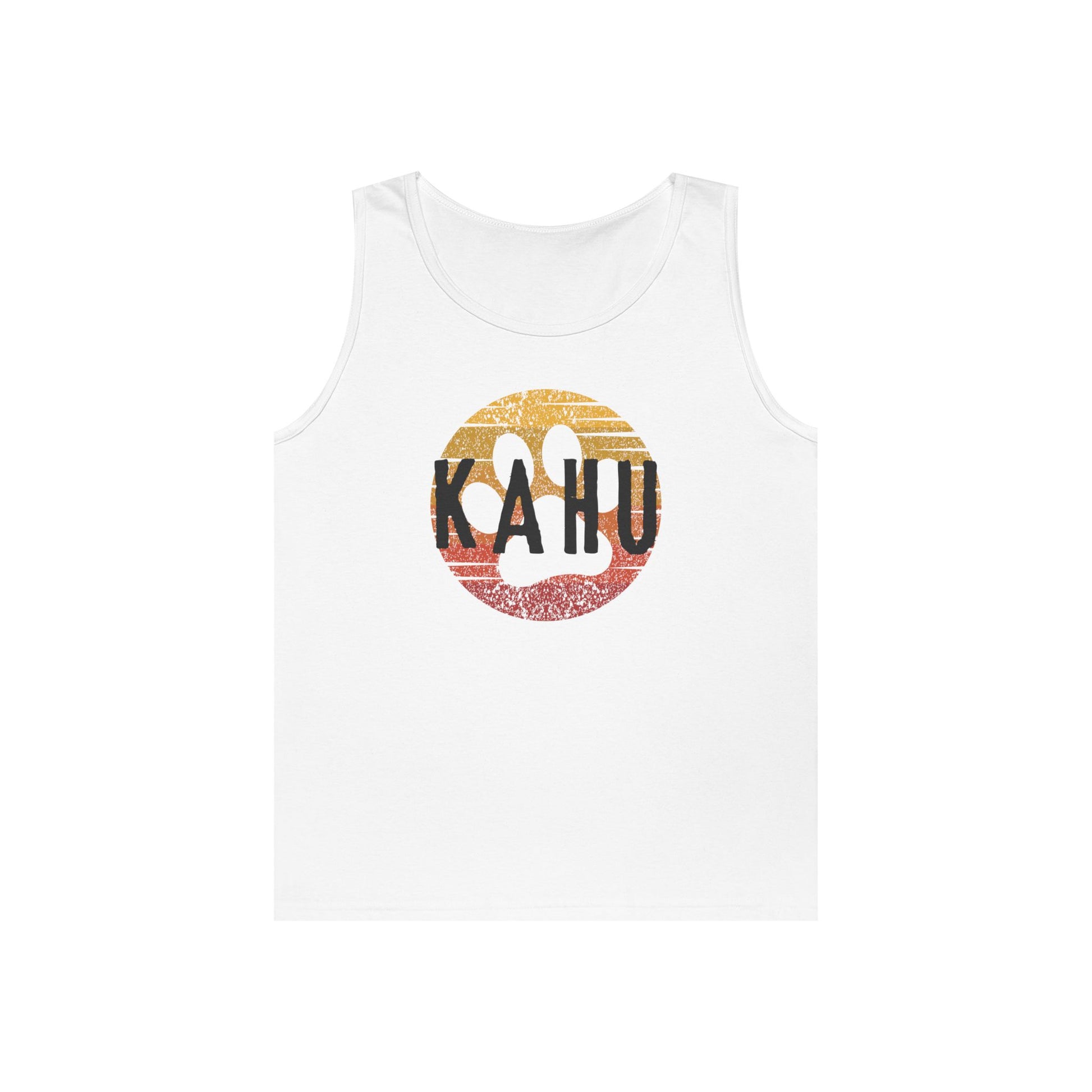 White tank top with 'KAHU' logo - Island Drops tank tops collection | Unisex tank tops