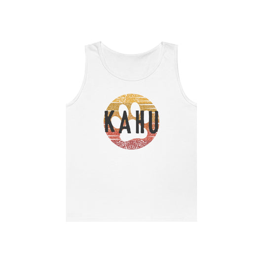 White tank top with 'KAHU' logo - Island Drops tank tops collection | Unisex tank tops