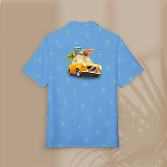 Beach Car Blue Button-Down Shirt