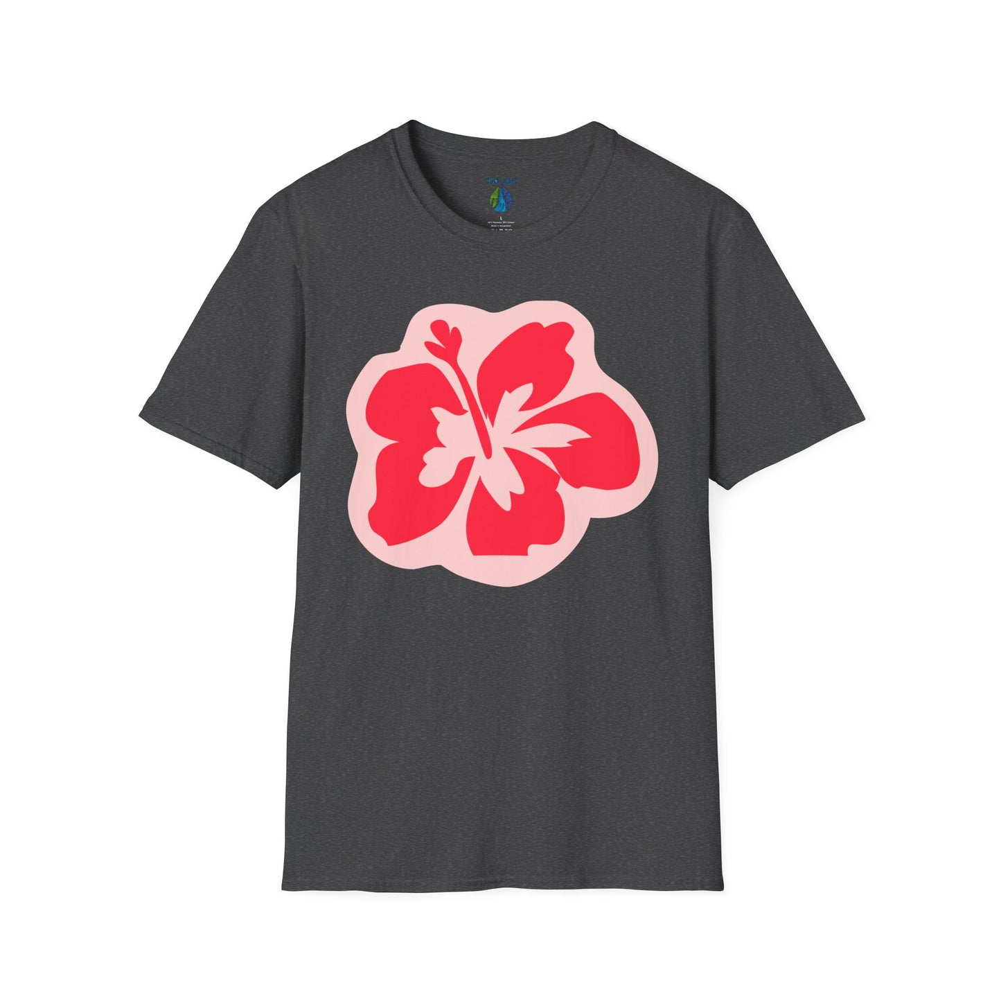 Dark t-shirt with a hibiscus graphic design  - Island Drops t-shirt collection | Unisex t-shirts