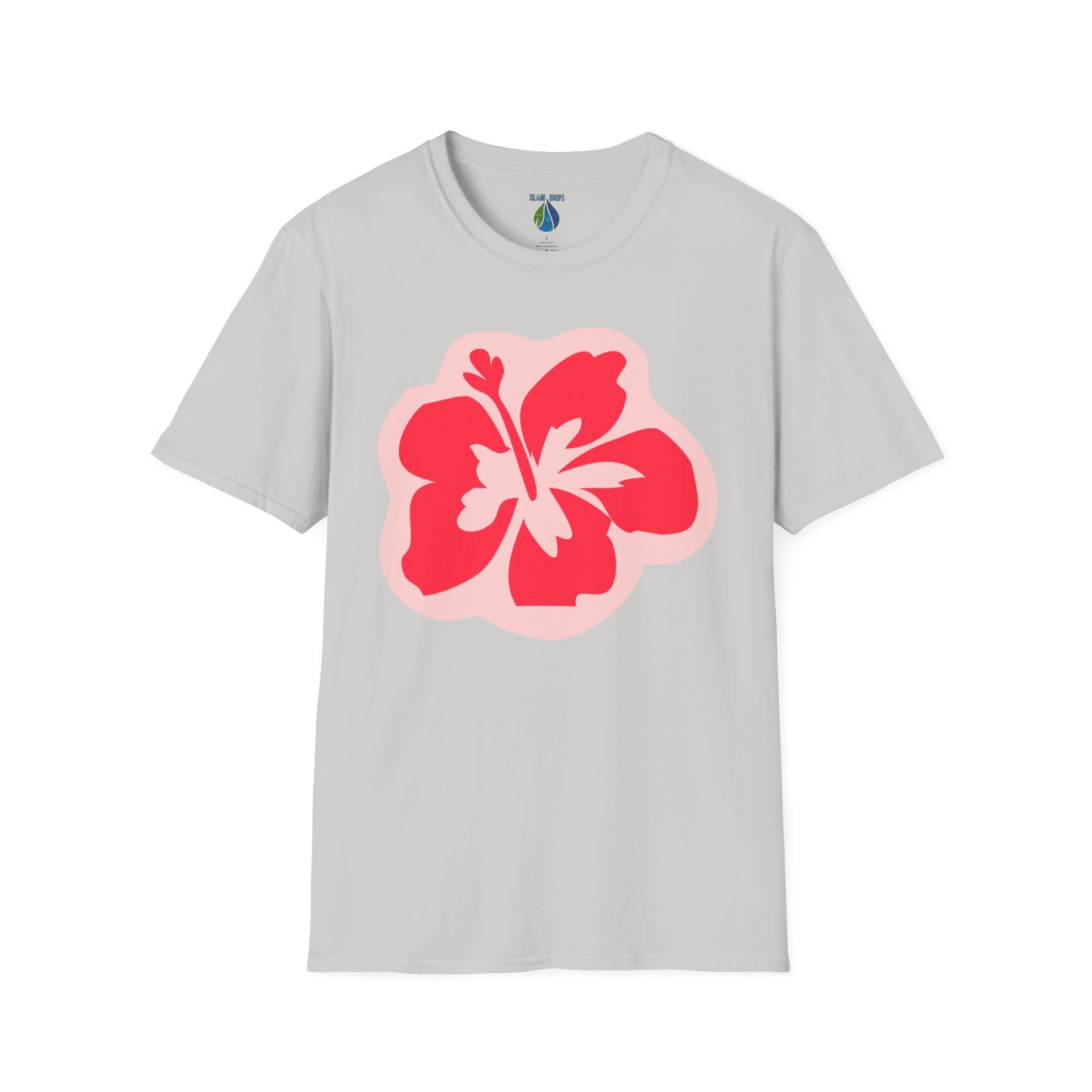 Gray t-shirt with a hibiscus graphic design  - Island Drops t-shirt collection | Unisex t-shirts