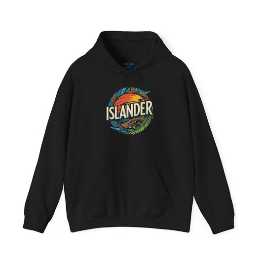 Black  hoodie with 'ISLANDER' logo - Island Drops hoodie collection | Unisex pullover