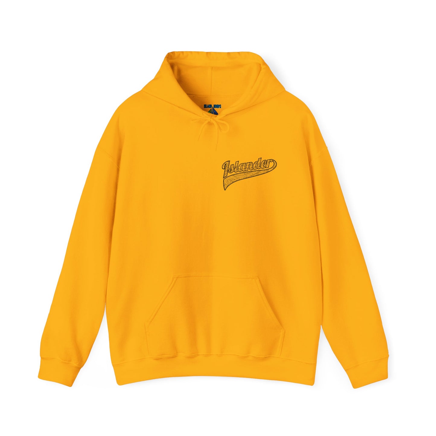 Yellow hoodie with "Islander" tribal logo - Island Drops hoodie collection | Unisex pullover