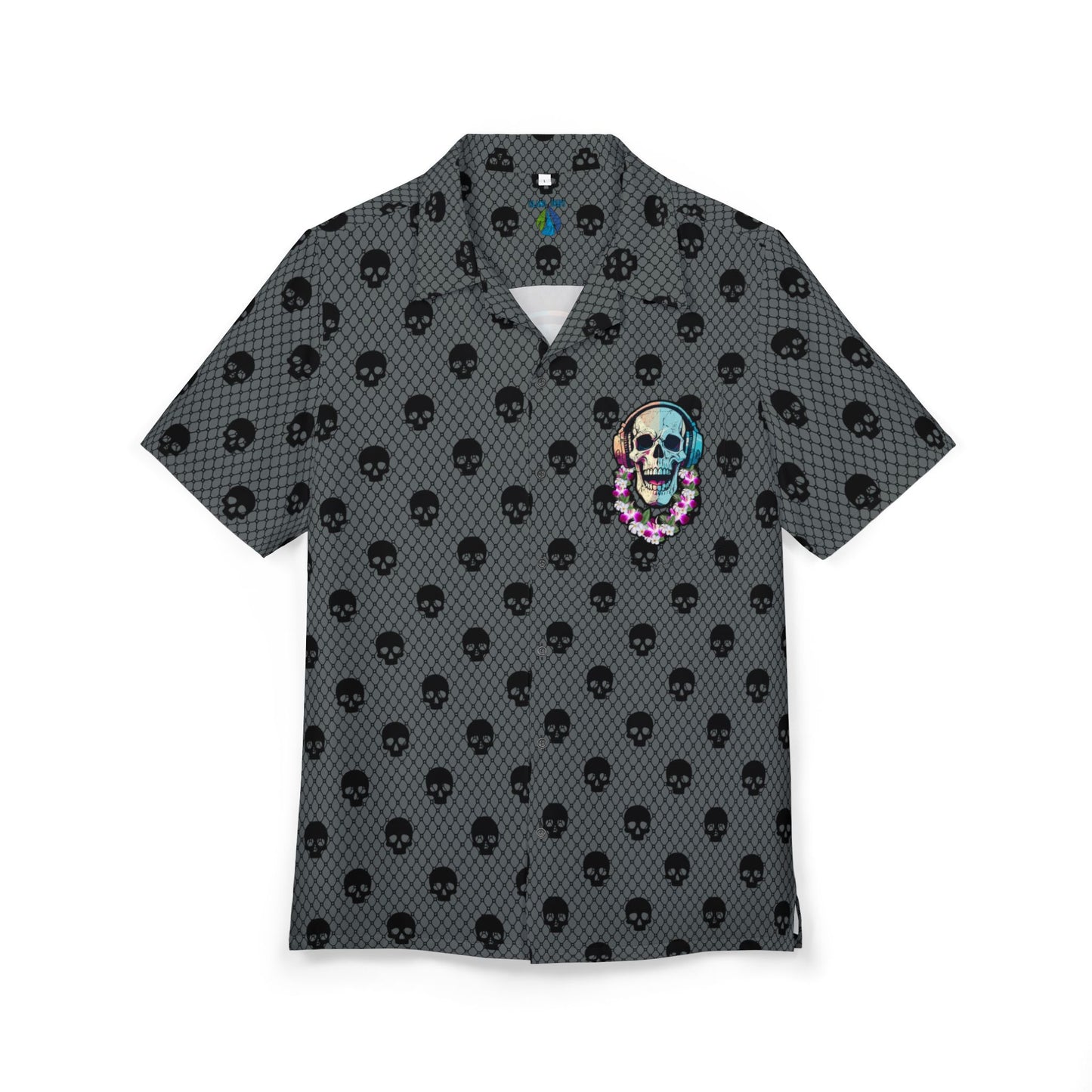 Skull DJ gray Button-Down Shirt