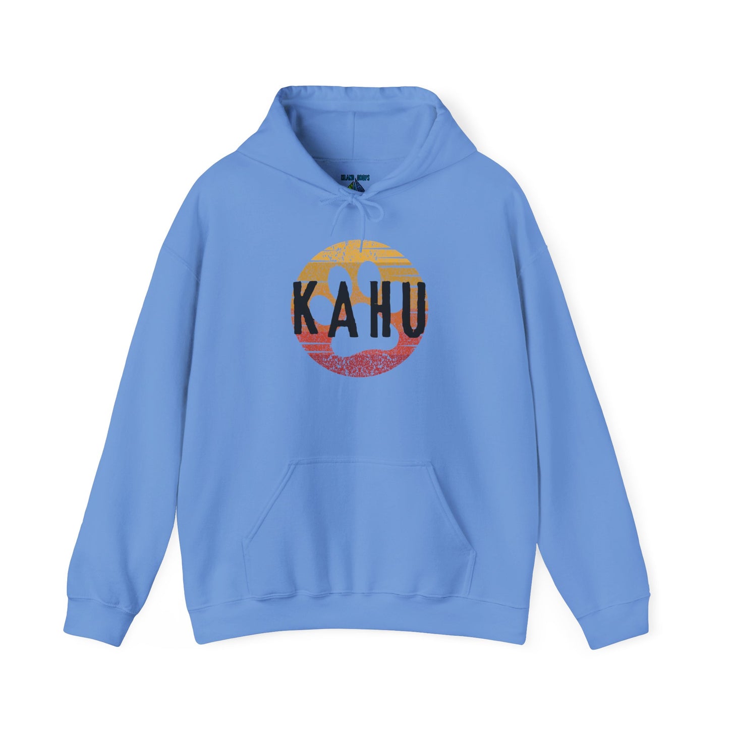 Blue hoodie with 'KAHU' graphic design - Island Drops hoodie collection | Unisex pullover