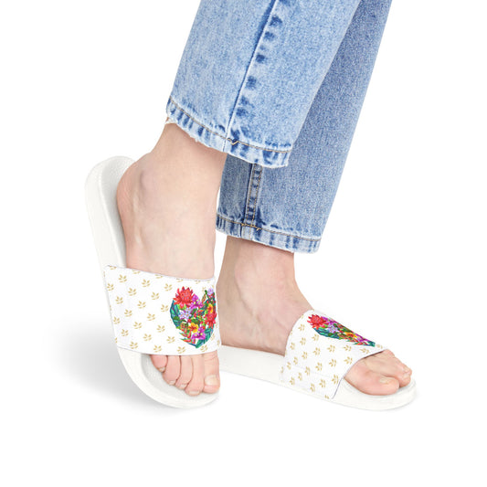 Floral Heart Slide Sandals for Women