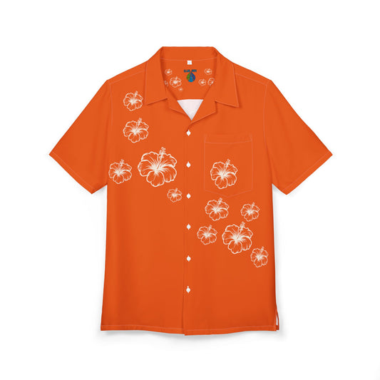 Hibiscus Orange Button-Down Shirt