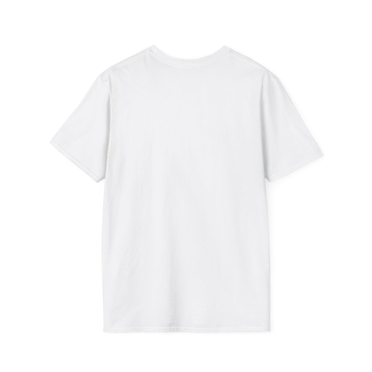 Back view of plain white unisex T-shirt