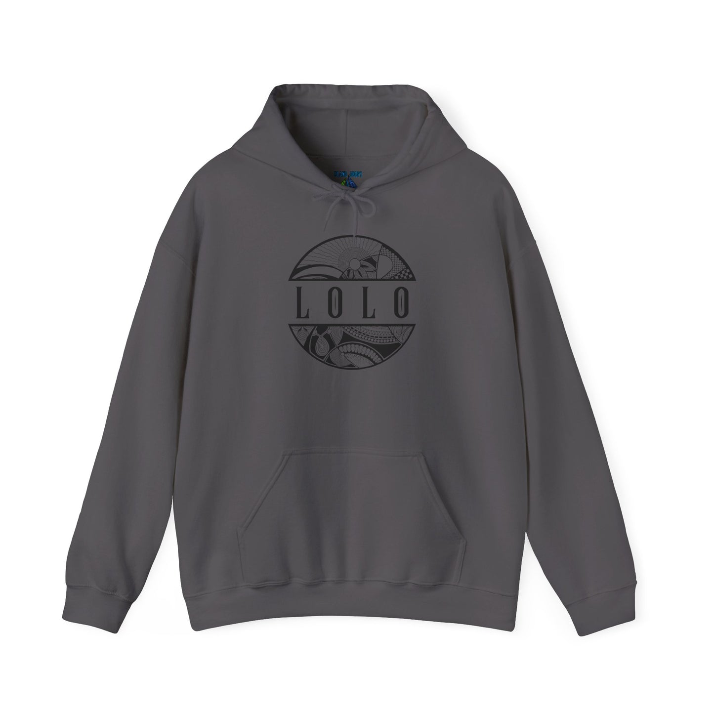 Dark gray hoodie with 'LOLO', meaning grandpa in filipino, graphic design - Island Drops hoodie collection | Unisex pullover