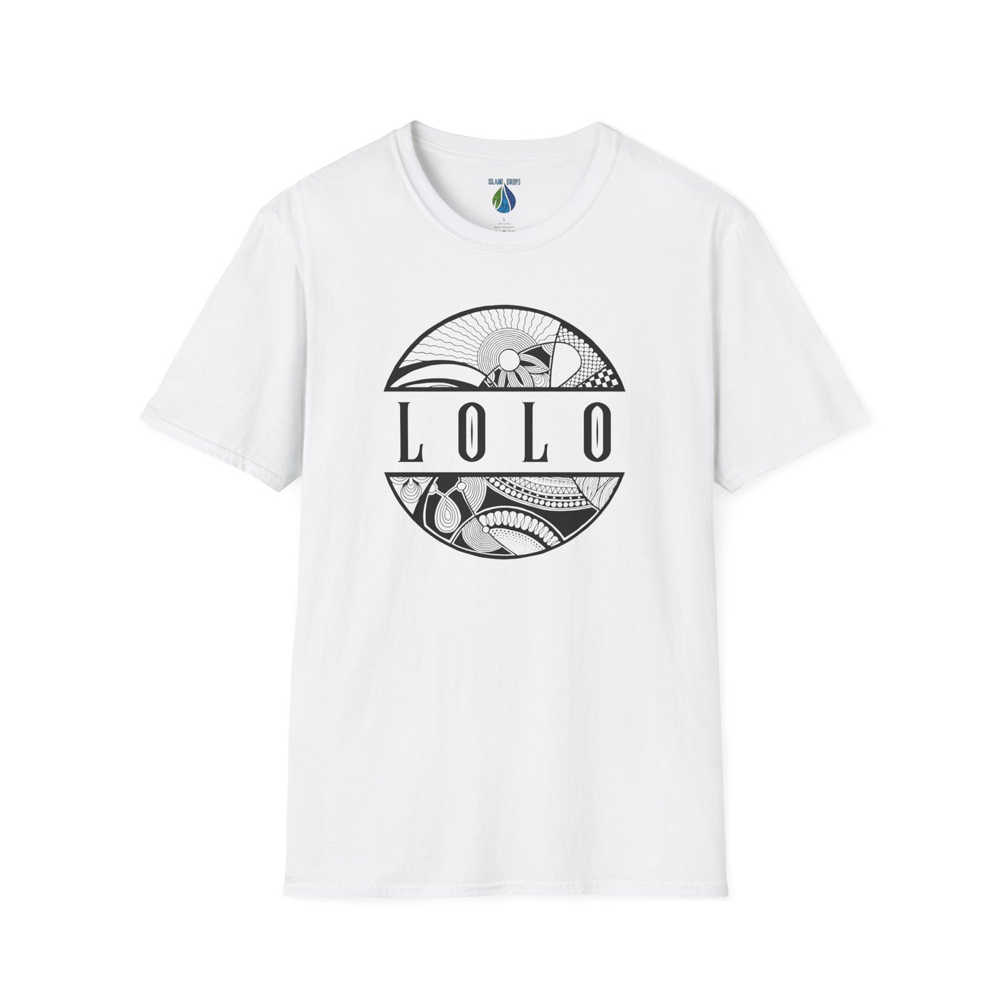 White t-shirt with 'LOLO', meaning grandpa, graphic design t-shirt  - Island Drops t-shirt collection | Unisex t-shirts